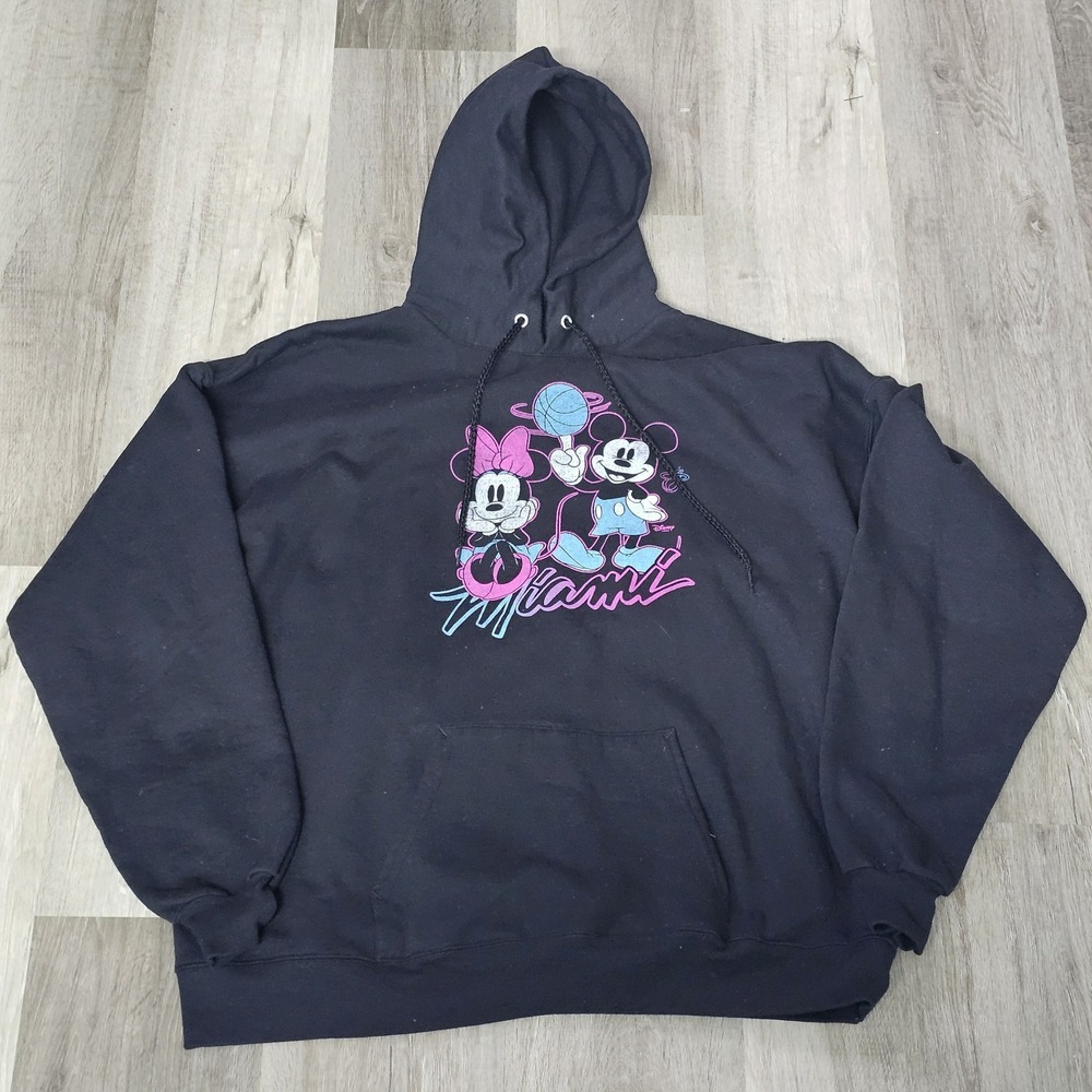 Disney x Junk Food Sweatshirt XL Black Hoodie Miami Graphic Mickey Minnie